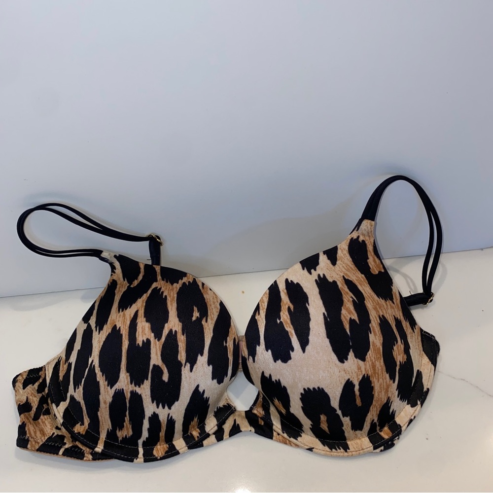 Victoria's Secret Very Sexy Leopard Animal Print Mob Wife Push-up Bra 34B